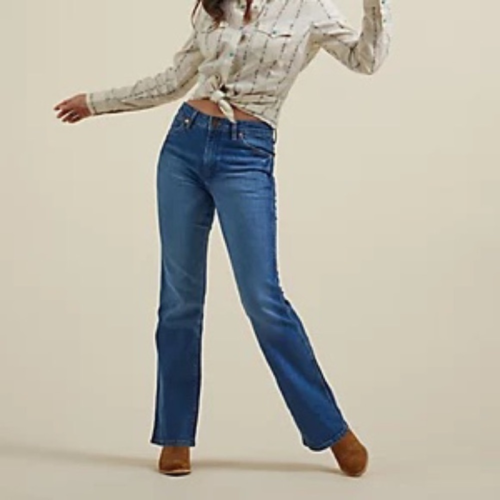 Wrangler Modern High Rise Bootcut Denim Jeans‎